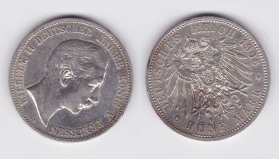 5 Mark Silbermünze Preussen Wilhelm II 1906 A Jäger 104 ss/ vz (150999)