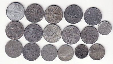 17 x Zink Münzen Böhmen und Mähren Besetzung im 2. Weltkrieg 1940-1943