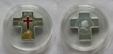 5 Dollar Silbermünze Cook Inseln 2010 Ioannes Paulus II + Swarovskis (154216)