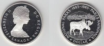 Silbermünze Kanada 1 Dollar Nationalpark Elch 1885-1985