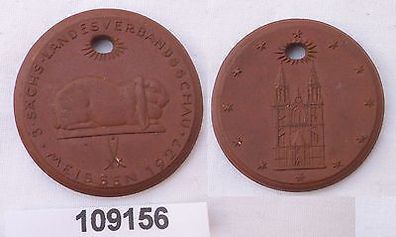 DDR Medaille aus Meissner Porzellan 3. sächs. Landesverbandsschau Meissen 1927