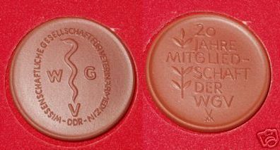 seltenes DDR Porzellan Medaille 20 Jahre Mitglied WGV