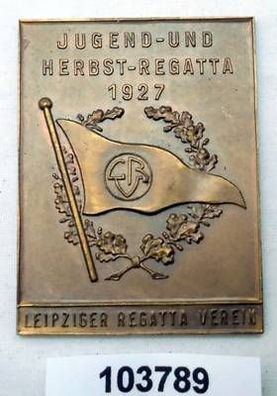 alte Bronze Plakette Leipziger Regatta Verein Herbst Regatta 1927