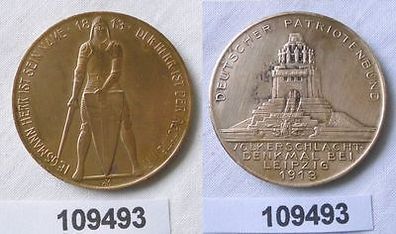 seltene Bronze Medaille Völkerschlacht Denkmal bei Leipzig 1913 (109493)