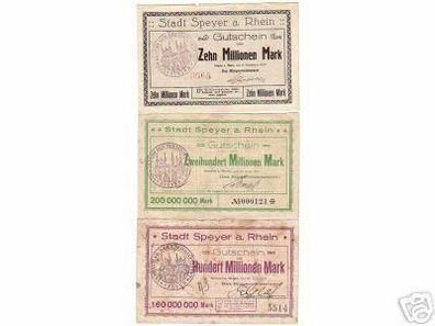 3 seltene Banknoten Inflation Stadt Speyer am Rhein1923
