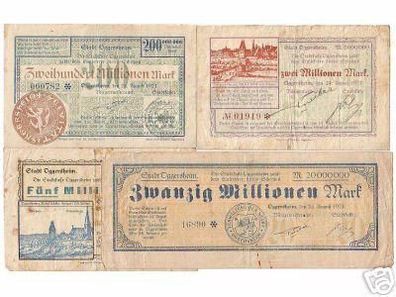 4 seltene Banknoten Inflation Oggersheim 1923