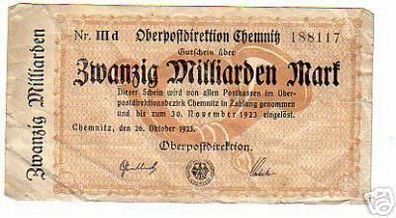 seltene Banknote Inflation Oberpostdirektion Chemnitz