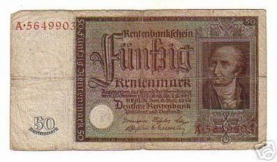 seltene Banknote 50 Rentenmark Berlin 06.07.1934