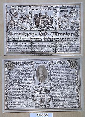 60 Pfennig Banknote Notgeld Gandersheim Westharz 1921 (109555)