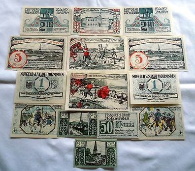 kompl. Serie mit 14 Banknoten Notgeld Stadt Holzminden um 1921