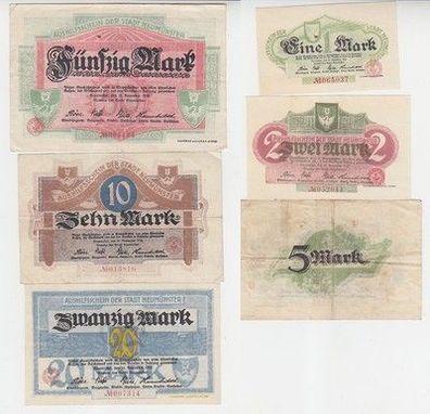 6 Banknoten Notgeld Stadt Neumünster 1918
