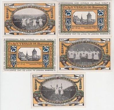 kompl. Serie mit 5 Banknoten Notgeld Oberwesel Turn Sportverein "Vesalia 08" 1921