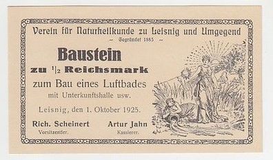 seltener 1/2 Mark Banknote Baustein Leisnig Verein für Naturheilkunde 1925