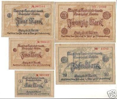 5 Banknoten Großnotgeld Gewerkschaft Eisleben 1919