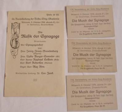 4 Dokumente Judaika "Die Musik der Synagoge" 1918