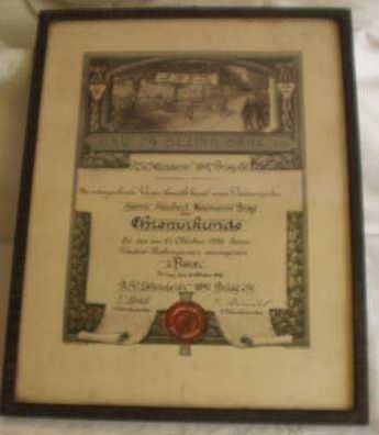 Original Urkunde Radfahren 1. Preis Brieg 1926