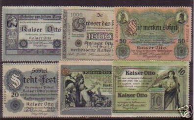 6 alte Reklame Vignetten Kaiser Otto Kaffeezusatz 1920