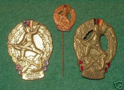 3 alte DDR Mehrkampfabzeichen der GST in Gold & Bronze
