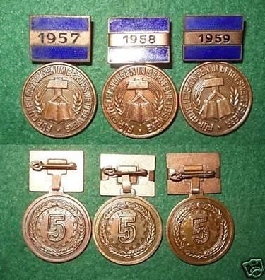3 DDR Medaillen des Berufswettbewerbs 1957 bis 1959