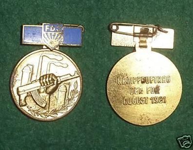 DDR Medaille Kampfauftrag der FDJ August 1961