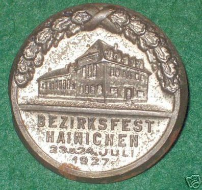 altes Abzeichen Bezirksfest Hainichen 23./24. Juli 1927