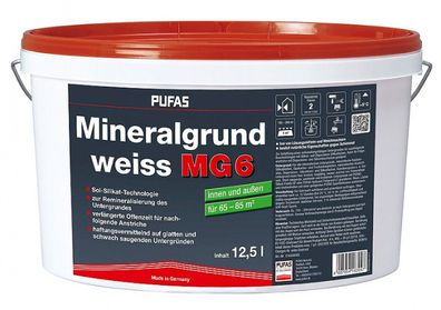 Pufas Mineralgrund MG6 12,5 Liter weiß