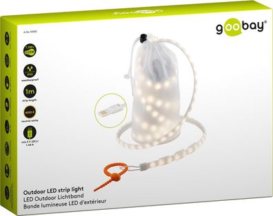 LED Outdoor Lichtband, 1 m - ideal für: Camping, Wandern, Festivals, etc.