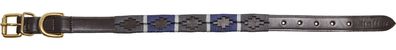 Kieffer Hunde Leder Halsband BUENOS AIRES schwarz mit dunkelgrau grau blau Messing Be