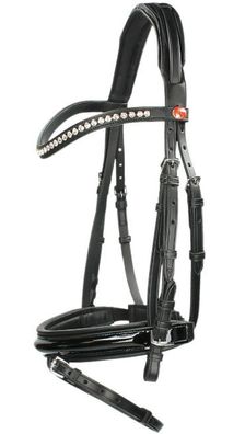 Kieffer Trensenzaum Comfort Young Profi schwarz/weiß unterlegt Ponytrense