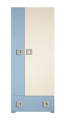 Jugendzimmer Drehtürenschrank / Kleiderschrank Namur 01, Farbe: Blau / Beige - A