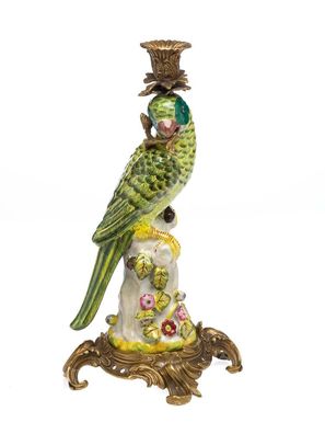 Papagei Kerzenständer Porzellan antik Stil Kerzenleuchter 37cm porcelain parrot