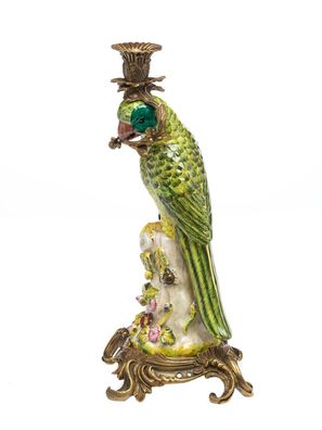 Papagei Kerzenständer Porzellan antik Stil Kerzenleuchter 37cm parrot