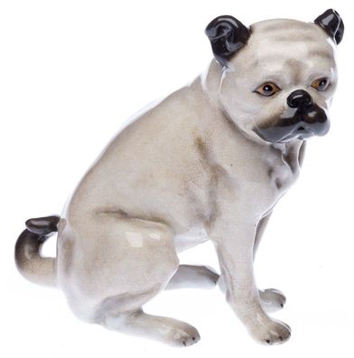 Porzellanfigur Mops Porzellan Hund Bulldoge Figur Skulptur Porzellanmops