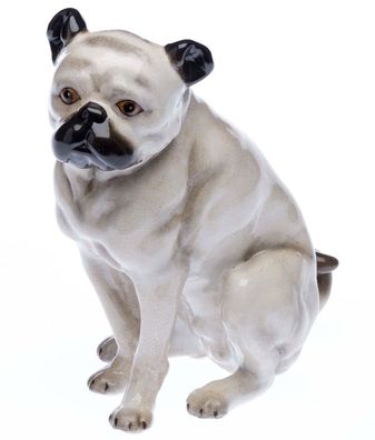 Mops Porzellan Hund Bulldoge Figur Skulptur Porzellanfigur im Antik-Stil
