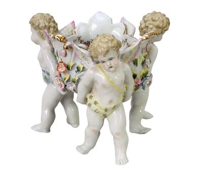 Nostalgie Porzellan Schale Anbietschale Engel Kinder Figur Skulptur antik Stil