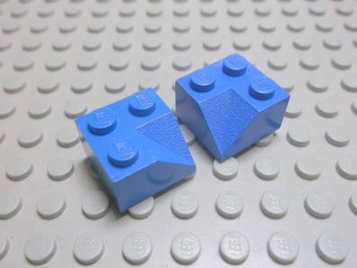 Lego 2 Schrägsteine Eckstein Positiv 2x2 blau 45 Grad Nummer 3046a