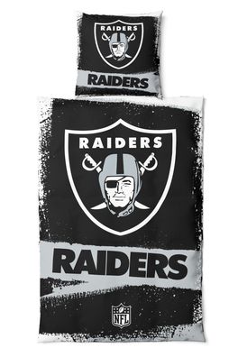NFL Bettwäsche Set Las Vegas Raiders Raw Football Bedding Set Bettbezug 200x135cm