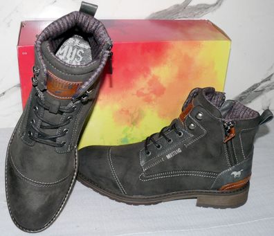 Mustang Denim Warme ZIP Herbst Winter Schuhe Boots Stiefel Futter 42 Dk. Grau D89