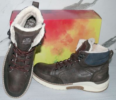 Mustang Denim Warme ZIP Herbst Winter Schuhe Boots Stiefel Futter 42 Braun D49