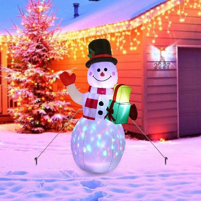 Aufblasbarer Schneemann sprengt Weihnachtsschmuck mit LED-Lichtern