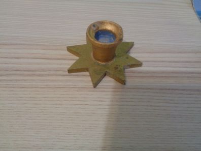 kleiner älterer Leuchter aus Holz-Sternchenform -gold -5,5cm