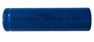 PKCELL - IFR14500 - Mignon AA / 14500 / 14505 - 3,2 Volt 600mAh LiFePO4 - Flat Top