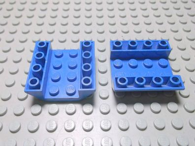 Lego 2 Schrägsteine negativ 45 Grad 4x4 blau Nummer 4854