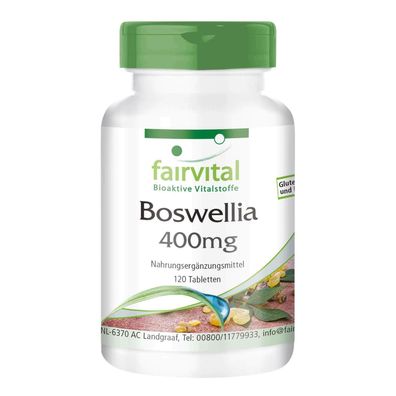 Boswellia Weihrauch 400mg, 120 Tabletten mit 65% Boswelliasäuren, Serrata - fairvital