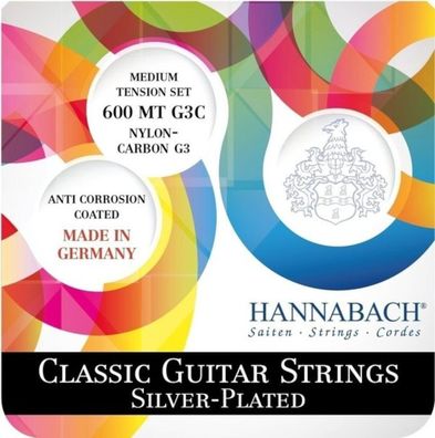 Hannabach 600MTG3C - medium - Saiten für Konzertgitarre mit Carbon g3