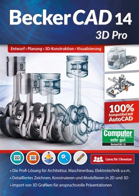 BeckerCAD 14 3D Pro - 3 User Lizenz - STL - 3D Konstruieren -Download Version
