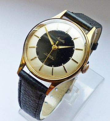 Schöne ungetragene Mauthe 2Tone 17Rubis Herren Vintage Armbanduhr Top Zustand