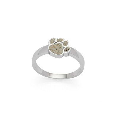 DUR Schmuck Ring PFOTE Strandsand, Silber 925/ - rhodiniert (R5609) Hundepfote