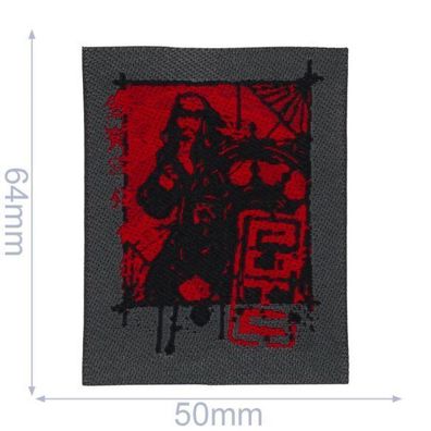 HKM 09040x Pirat Bügelbild, Patch, Flicken Rechteckig - rot oder schwarz