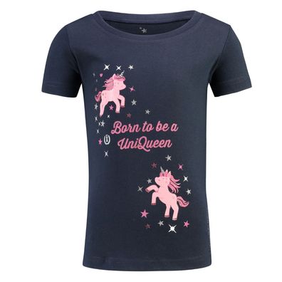 Imperial Riding Kinder T-shirt Unicorn Sparkle Navy mit pinken Einhörnern und Gl